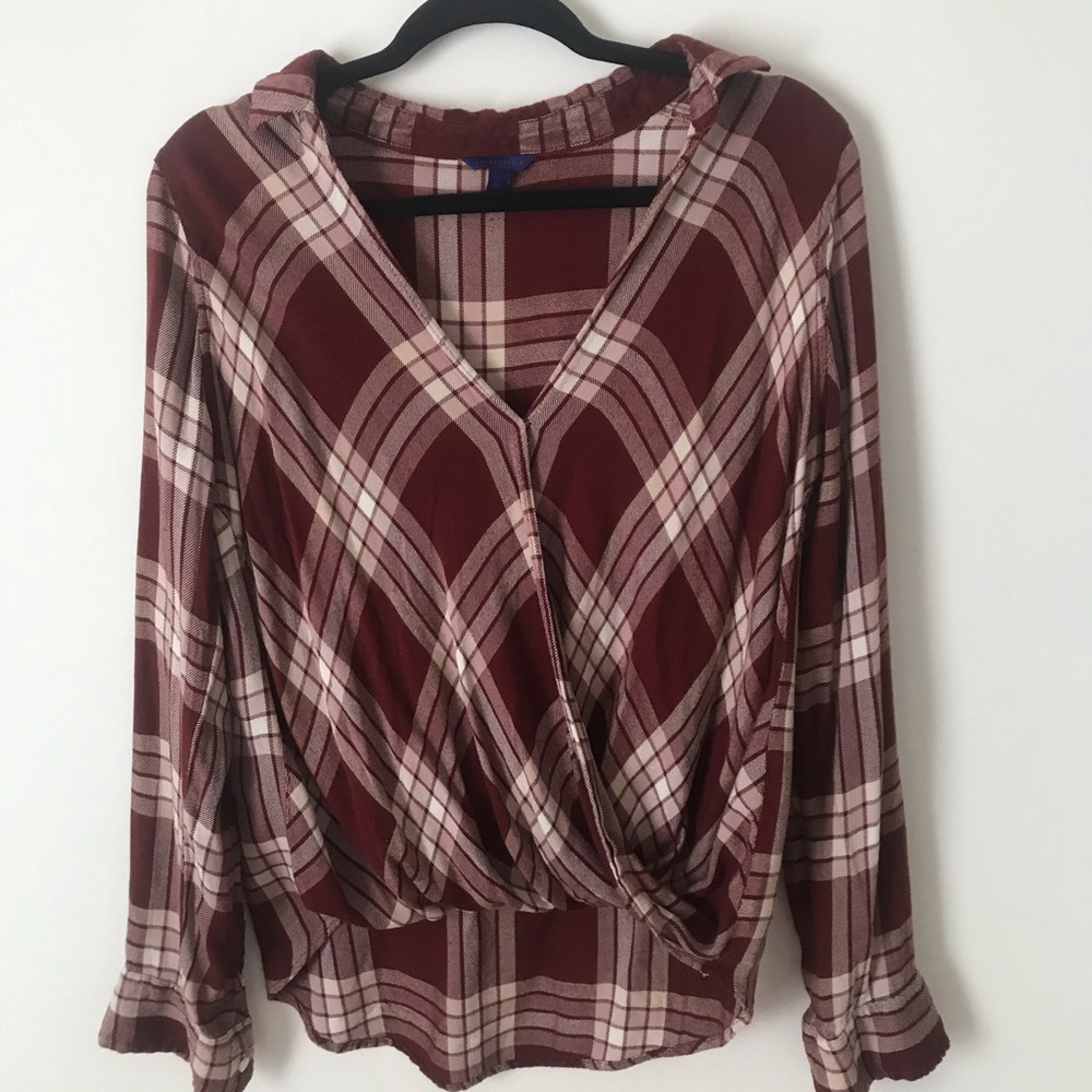 Plaid Print Blouse
